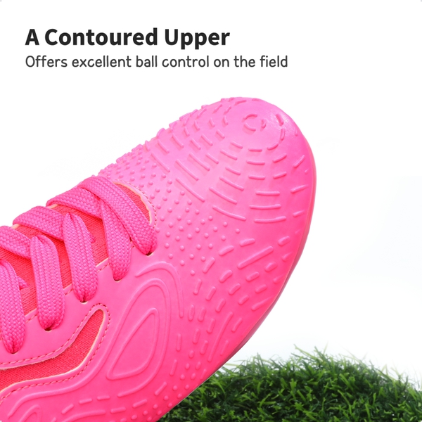 Kids Contoured Upper Soccer Shoes - HOT PINK ROYAL BLUE - 3